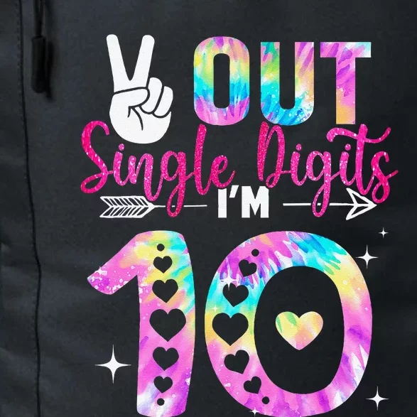 Peace Out Single Digits IM 10 Digits Tie Dye Birthday Girl Daily Commute Backpack