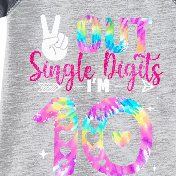 Peace Out Single Digits I'm 10 Digits Tie Dye Birthday Infant Baby Jersey Bodysuit