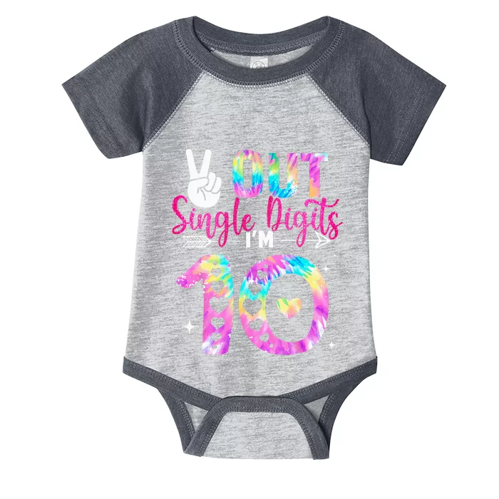 Peace Out Single Digits I'm 10 Digits Tie Dye Birthday Infant Baby Jersey Bodysuit