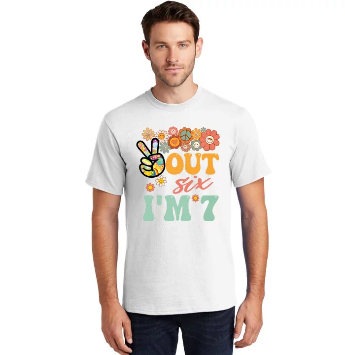 Peace Out Six I'm 7 Groovy 7th Happy Birthday Boy Girl Tall T-Shirt