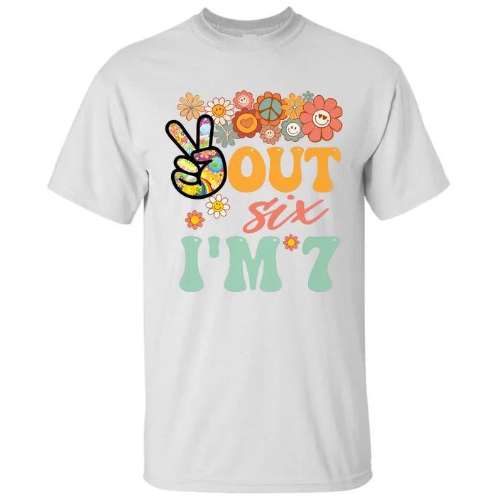 Peace Out Six I'm 7 Groovy 7th Happy Birthday Boy Girl Tall T-Shirt