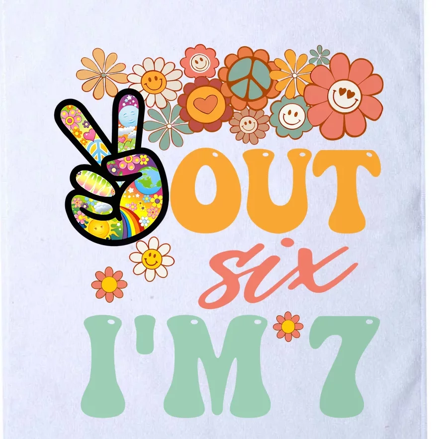 Peace Out Six I'm 7 Groovy 7th Happy Birthday Boy Girl Platinum Collection Golf Towel