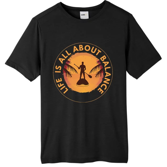 Paddleboarder On Sup Paddle Board For Standup Paddling ChromaSoft Performance T-Shirt