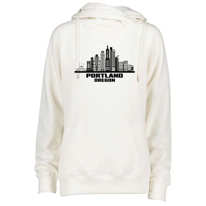 Portland Oregon State Skyline Womens Funnel Neck Pullover Hood