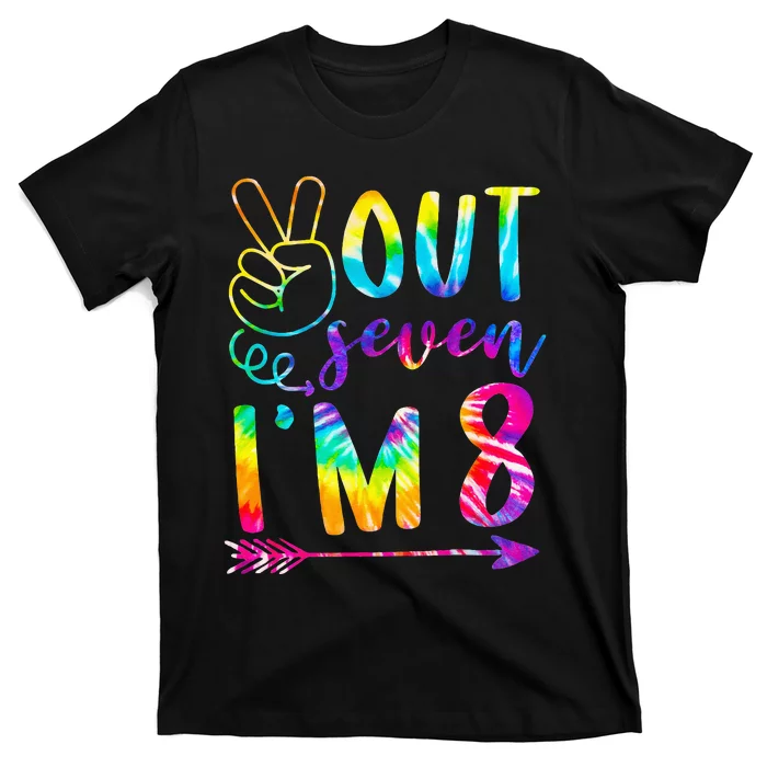 Peace Out Seven Im 8 Tie Dye 8th Happy Birthday Boy Girl T-Shirt