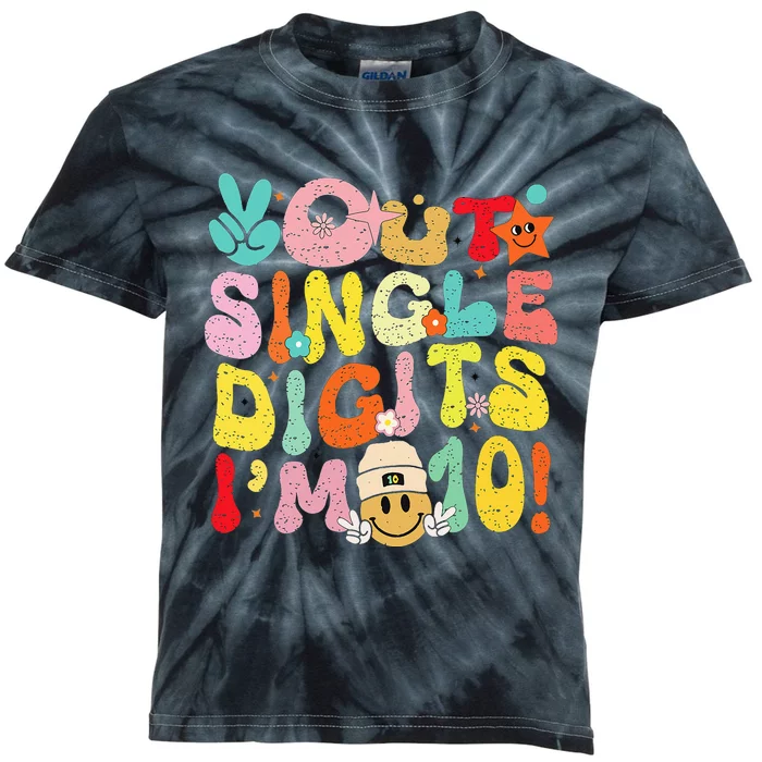 Peace Out Single Digits Retro Groovy 0th Birthday Kids Tie-Dye T-Shirt