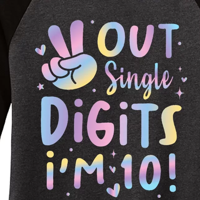 Peace Out Single Digits I'm 10 Year Old 10th Birthday Women's Tri-Blend 3/4-Sleeve Raglan Shirt