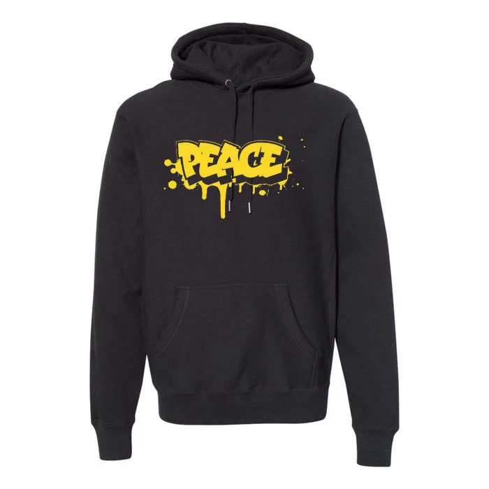 Peace Old School Graffiti Style Funny Graffiti Graphic Premium Hoodie