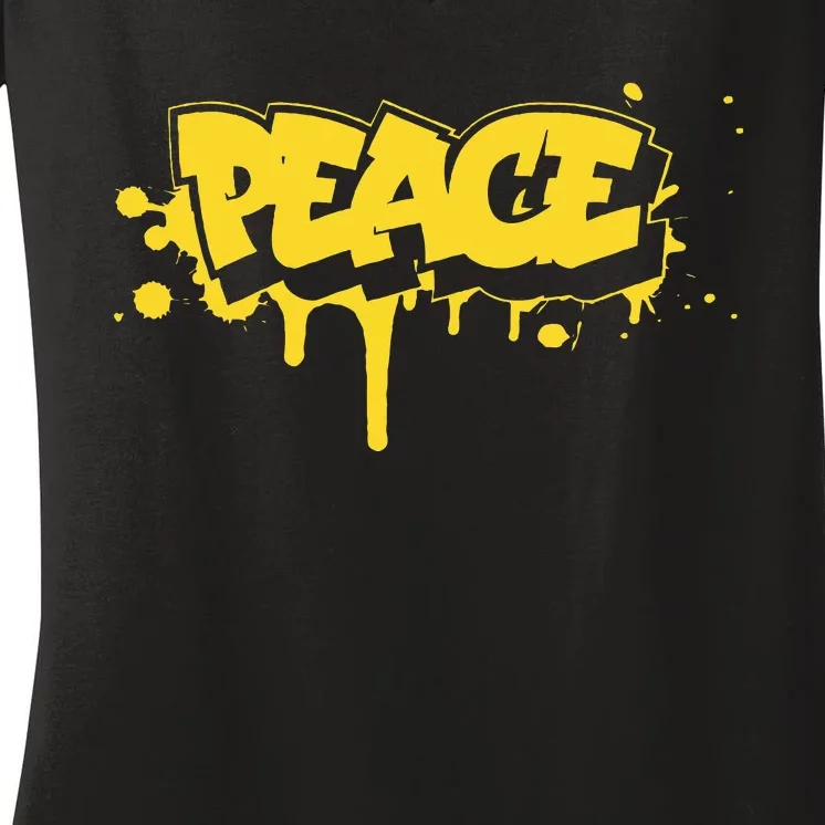 Peace Old School Graffiti Style Funny Graffiti Graphic Women's V-Neck T-Shirt