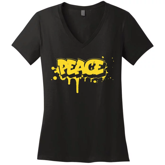 Peace Old School Graffiti Style Funny Graffiti Graphic Women's V-Neck T-Shirt