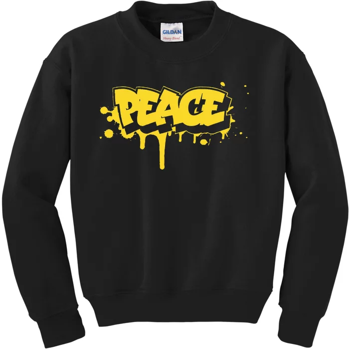 Peace Old School Graffiti Style Funny Graffiti Graphic Kids Sweatshirt