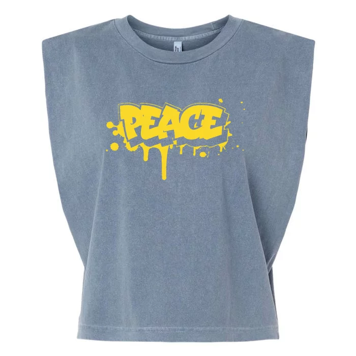 Peace Old School Graffiti Style Funny Graffiti Graphic Garment-Dyed Women's Muscle Tee