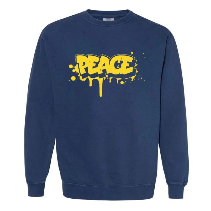 Peace Old School Graffiti Style Funny Graffiti Graphic Garment-Dyed Sweatshirt