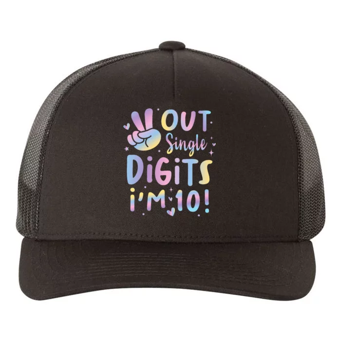 Peace Out Single Digits I'm 10 Year Old Birthday Yupoong Adult 5-Panel Trucker Hat