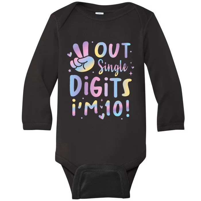 Peace Out Single Digits I'm 10 Year Old Birthday Baby Long Sleeve Bodysuit