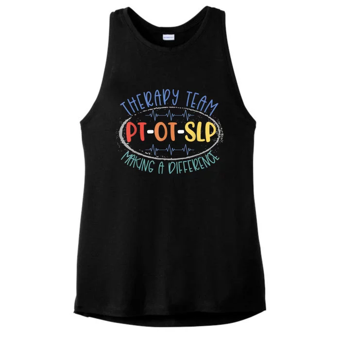 Pt Ot Slp Therapy Team Making A Difference Rehab Week Month Ladies Tri-Blend Wicking Tank