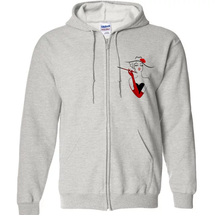 Posh Lady Smoking Cigarette Holder Full Zip Hoodie