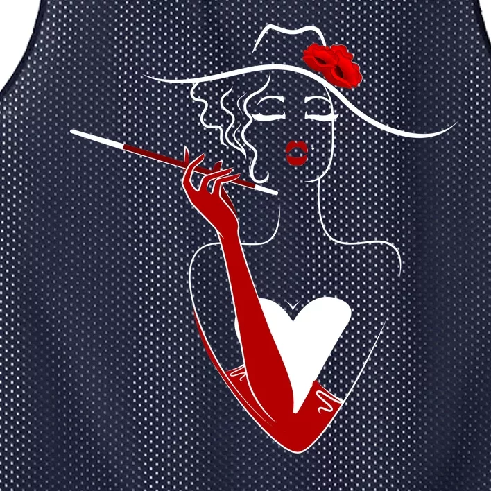 Posh Lady Smoking Cigarette Holder Mesh Reversible Basketball Jersey Tank