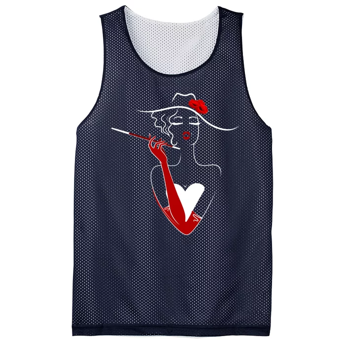 Posh Lady Smoking Cigarette Holder Mesh Reversible Basketball Jersey Tank