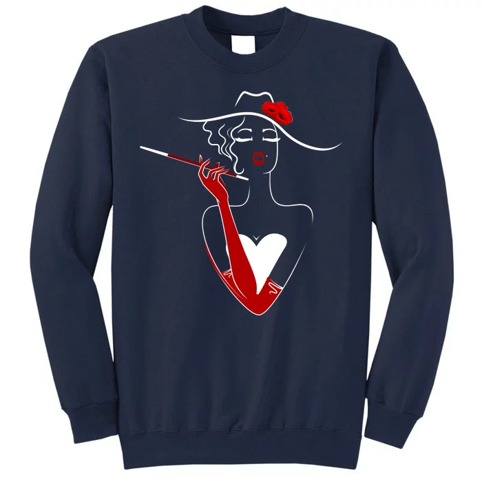 Posh Lady Smoking Cigarette Holder Tall Sweatshirt