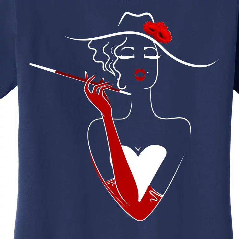 Posh Lady Smoking Cigarette Holder Women's T-Shirt