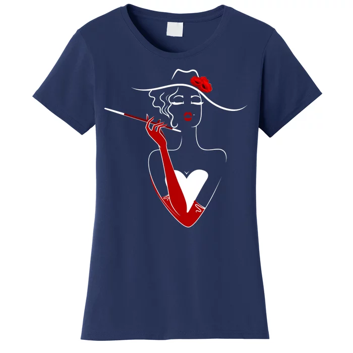 Posh Lady Smoking Cigarette Holder Women's T-Shirt