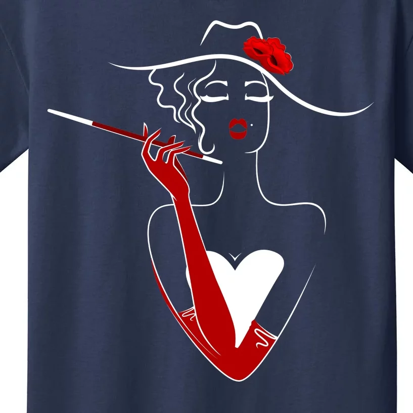 Posh Lady Smoking Cigarette Holder Kids T-Shirt