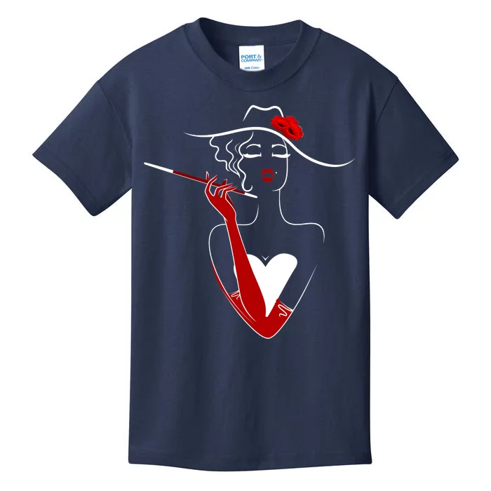 Posh Lady Smoking Cigarette Holder Kids T-Shirt