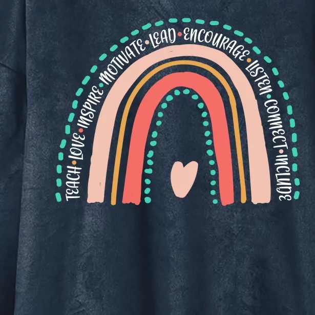 Positive Teacher Inspire Rainbow Hooded Wearable Blanket