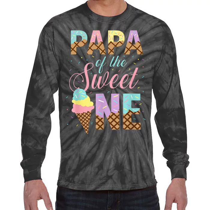 Papa Of The Sweet One Ice Cream 1st First Birthday Family Tie-Dye Long Sleeve Shirt