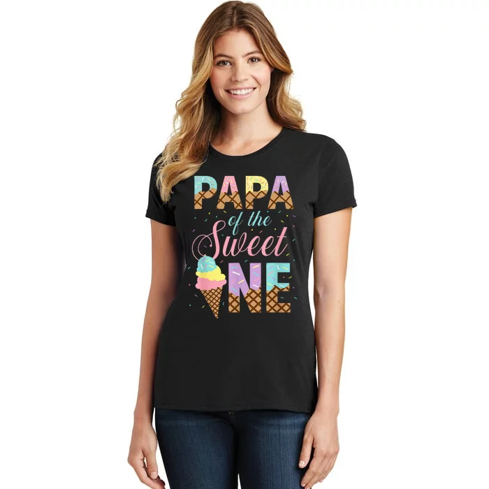 Papa Of The Sweet One Ice Cream 1st First Birthday Family Women's T-Shirt