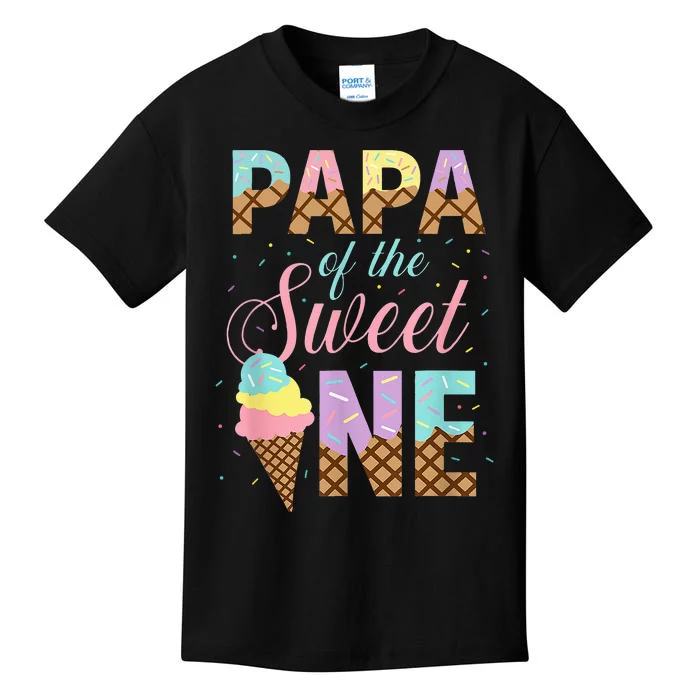 Papa Of The Sweet One Ice Cream 1st First Birthday Family Kids T-Shirt