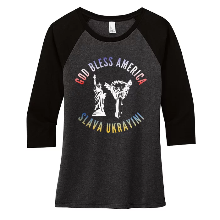 Pride of Two Nations The Bond Between Ukraine and America Women's Tri-Blend 3/4-Sleeve Raglan Shirt