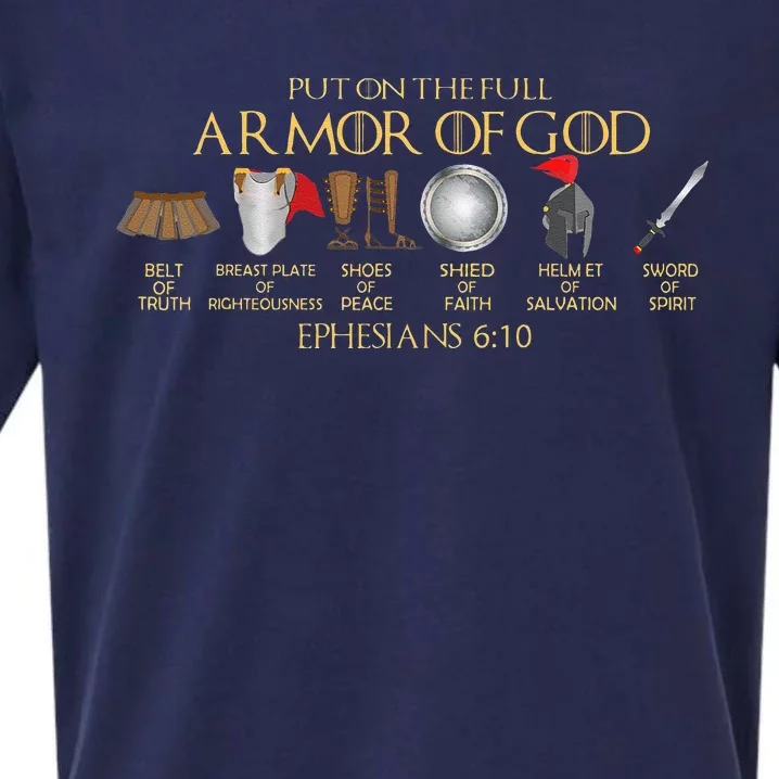 Put On The Full Armor Of God Shield Ephesians 611 Christian Sueded Cloud Jersey T-Shirt