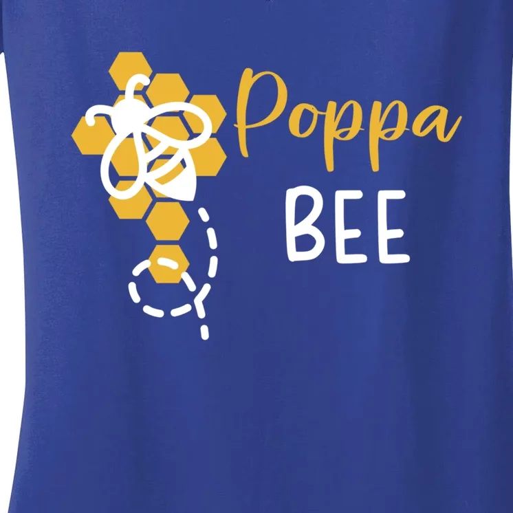 Poppa Of The Bee 1st Birthday Outfit First Bee Day Family Cool Gift Women's V-Neck T-Shirt