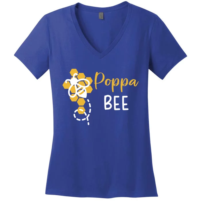 Poppa Of The Bee 1st Birthday Outfit First Bee Day Family Cool Gift Women's V-Neck T-Shirt