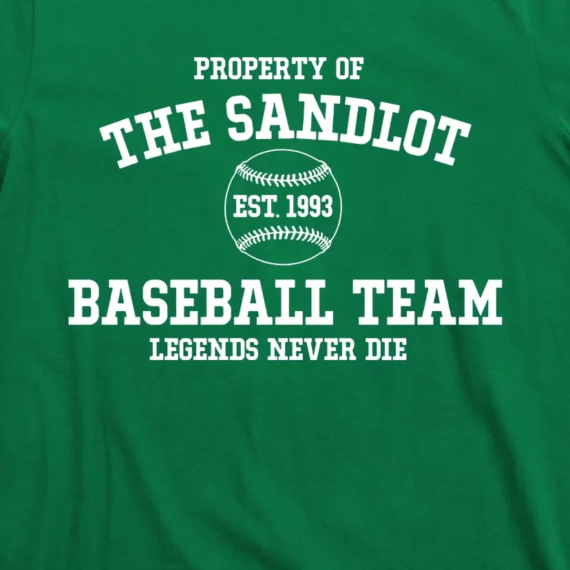 Property Of The Sandlot Est 1993 Baseball Team Legends Never Die T-Shirt