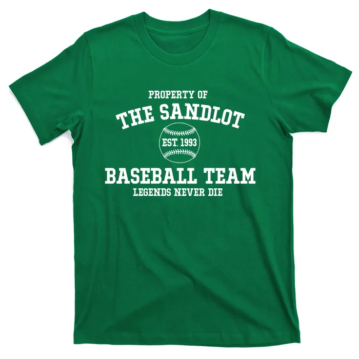 Property Of The Sandlot Est 1993 Baseball Team Legends Never Die T-Shirt