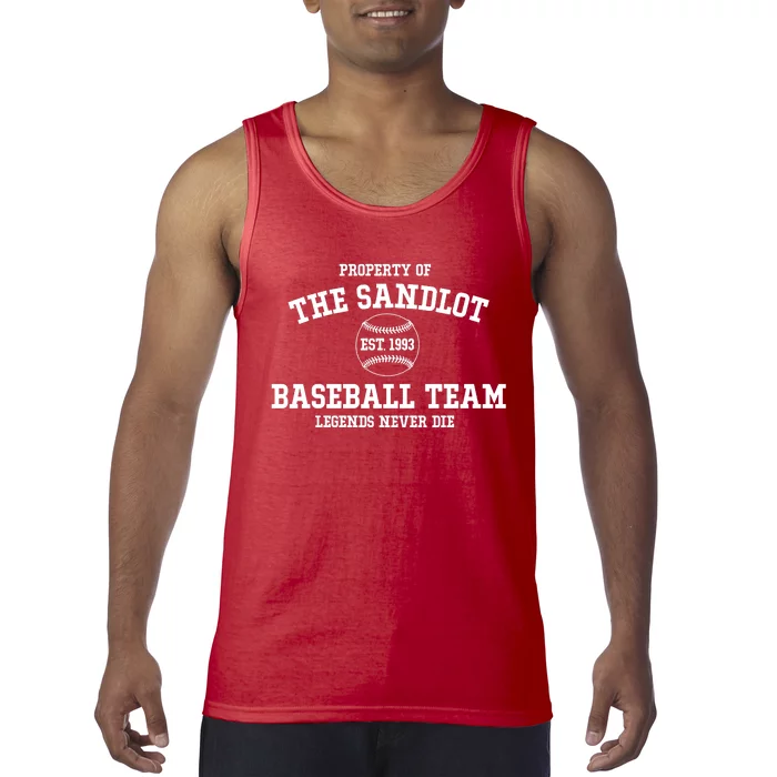 Property Of The Sandlot Est 1993 Baseball Team Legends Never Die Tank Top