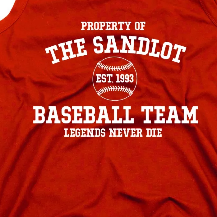 Property Of The Sandlot Est 1993 Baseball Team Legends Never Die Tank Top