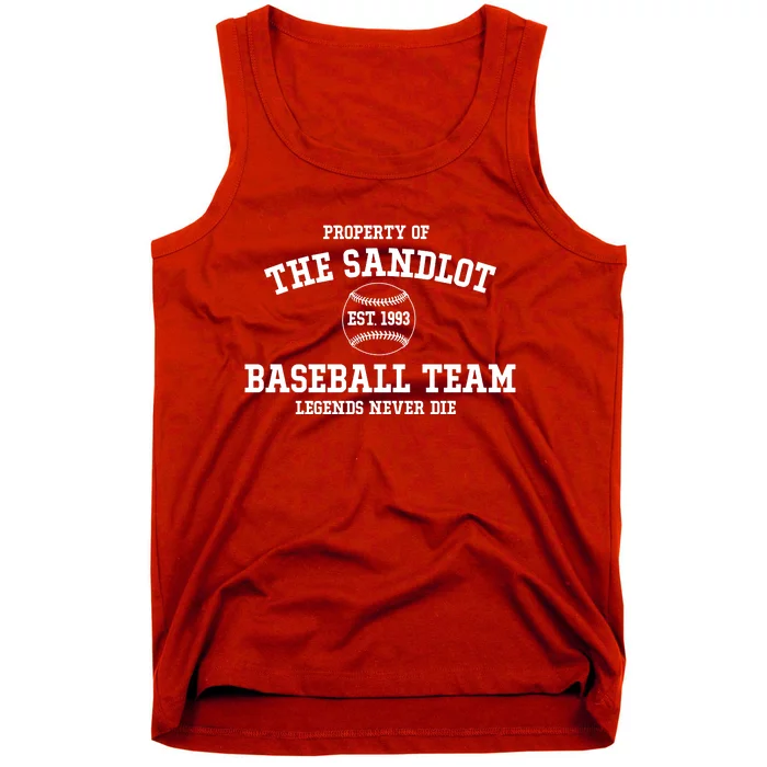 Property Of The Sandlot Est 1993 Baseball Team Legends Never Die Tank Top