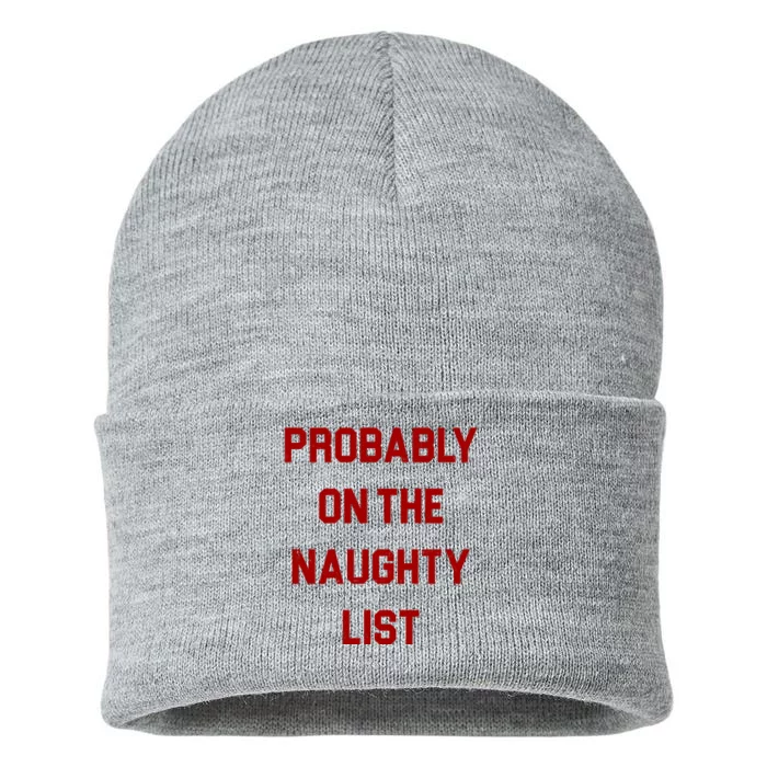 Probably On The Naughty List Funny Christmas Sustainable Knit Beanie