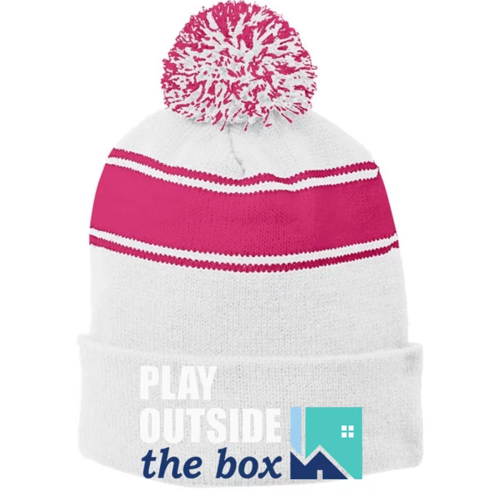 Play Outside The Box Stripe Pom Pom Beanie