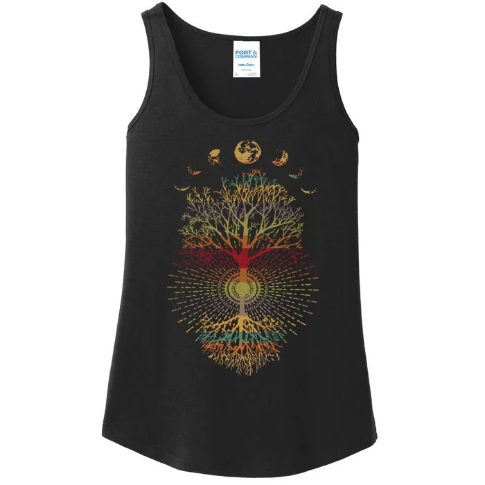 Phases of the Moon Retro 60's 70's Vibe Tree of Life Ladies Essential Tank