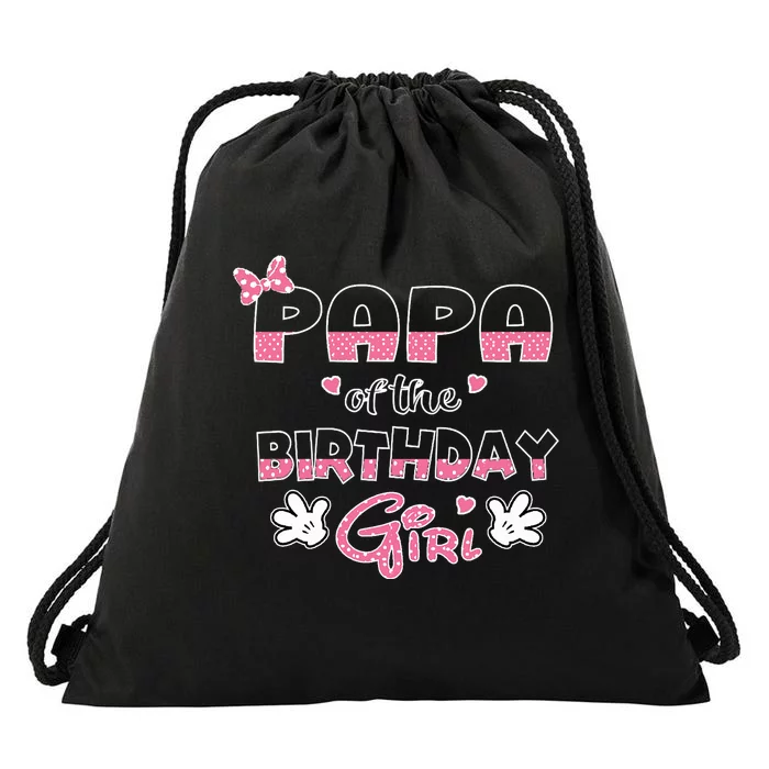 Papa Of The Birthday Girl Mouse Family Matching Drawstring Bag