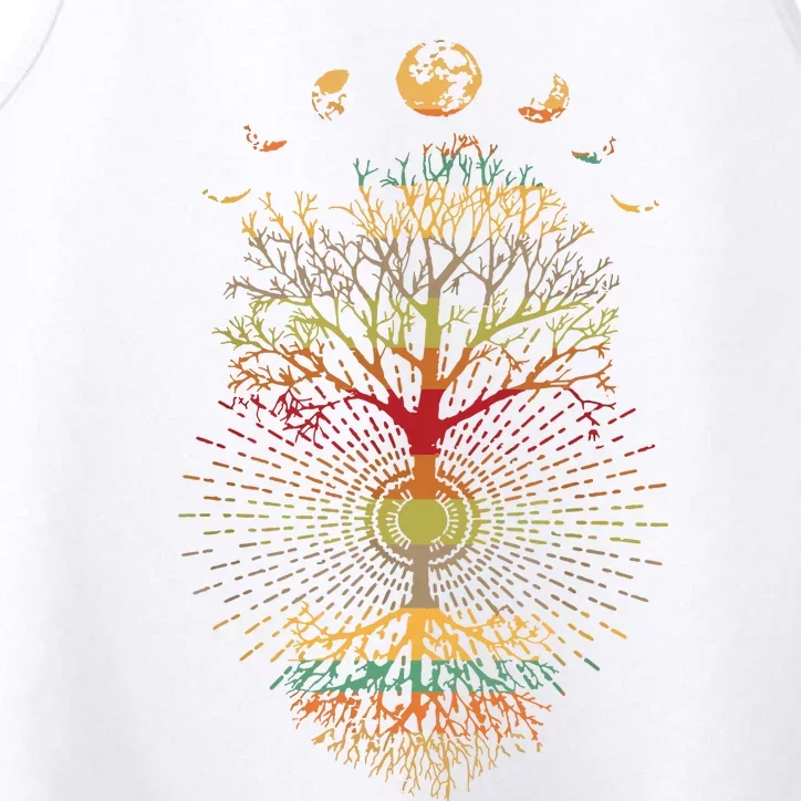 Phases Of The Moon Retro 60s 70s Vibe Tree Of Life Performance Tank