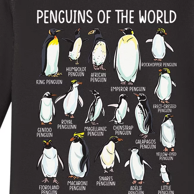 Penguins Of The World Zookeeper Sea Animal Penguin Lovers Baby Long Sleeve Bodysuit