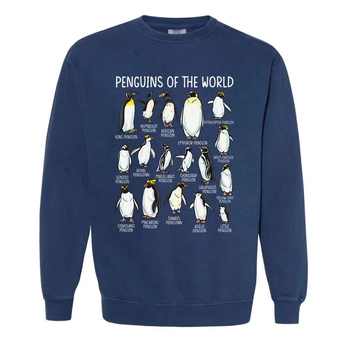 Penguins Of The World Zookeeper Sea Animal Penguin Lovers Garment-Dyed Sweatshirt