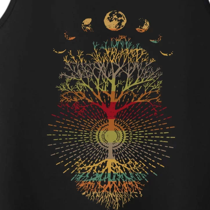 Phases Of The Moon Retro 60S 70S Vibe Tree Of Life Performance Tank