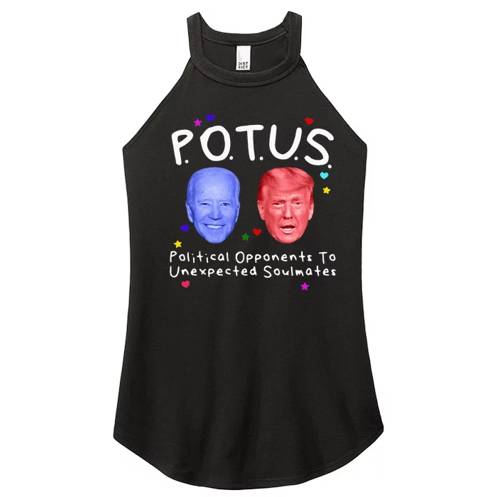 Political Opponents To Unexpected Soulmate Biden Trump Women’s Perfect Tri Rocker Tank